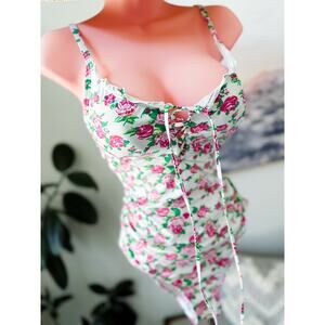 Blooming Beachside Beauty cottagecore rose cheeky scrunch swimsuit